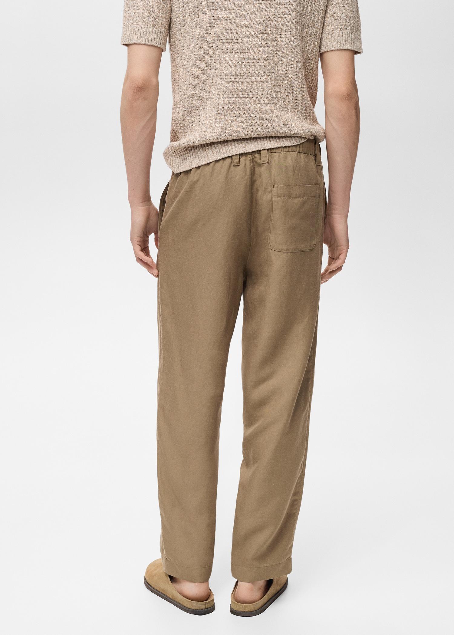 Linen-blend pants with an elastic waistband - Men | MANGO USA Product Image