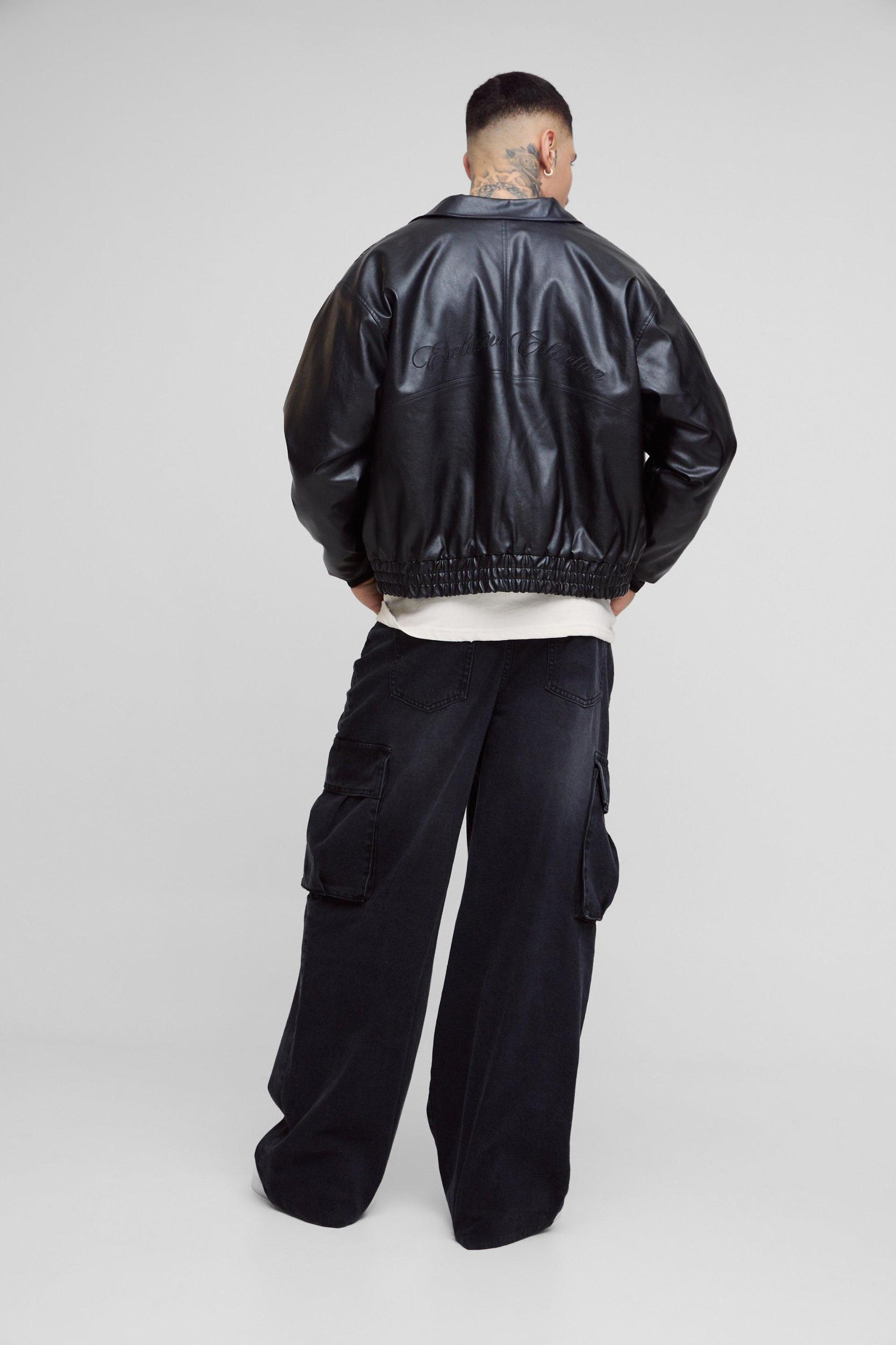 Tall Denim Cargo Parachute Jeans with Pleat Waist Detail | boohooMAN USA Product Image