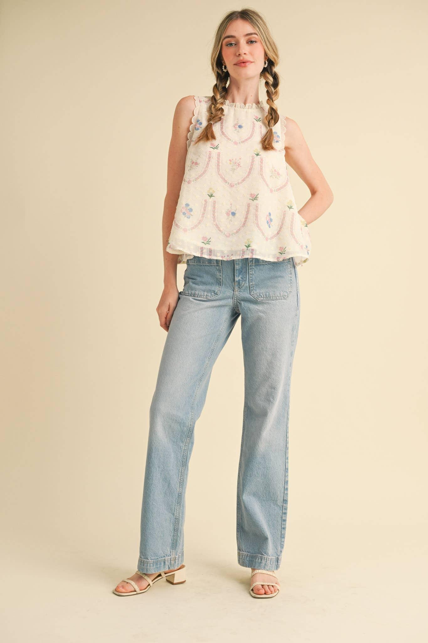 Embroidered Babydoll Top Product Image