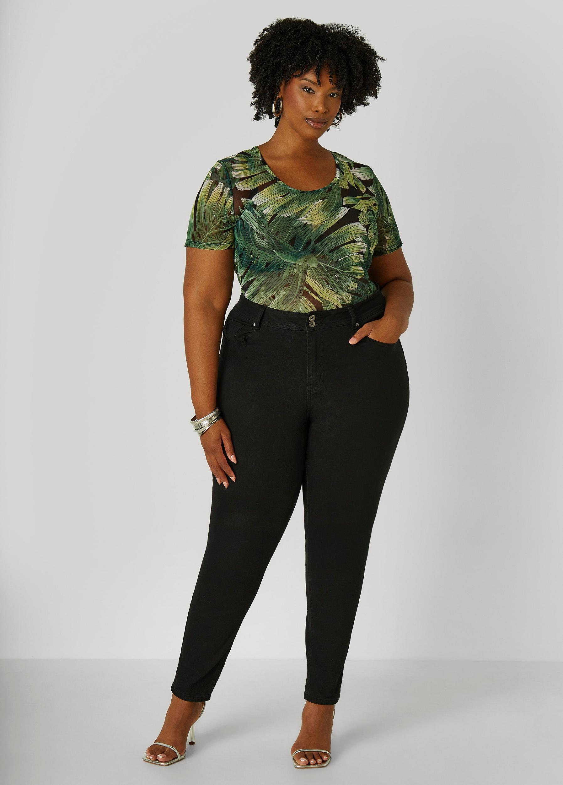 Tropical Print Mesh Tee Product Image