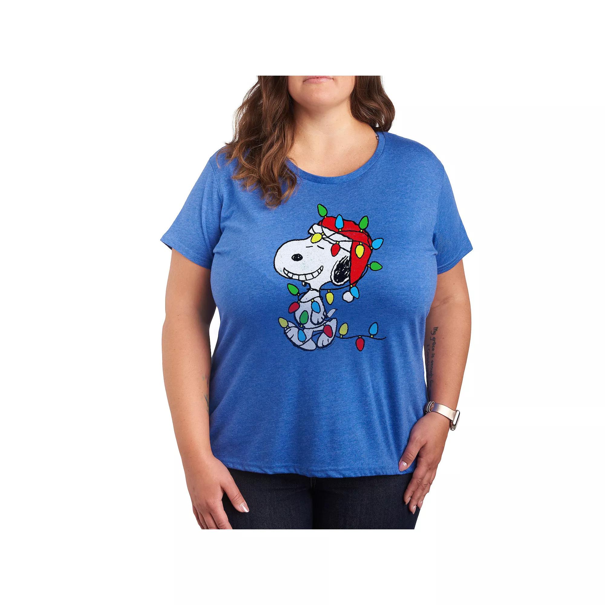 Plus Peanuts Snoopy Christmas Lights Graphic Tee, Women's,  Product Image