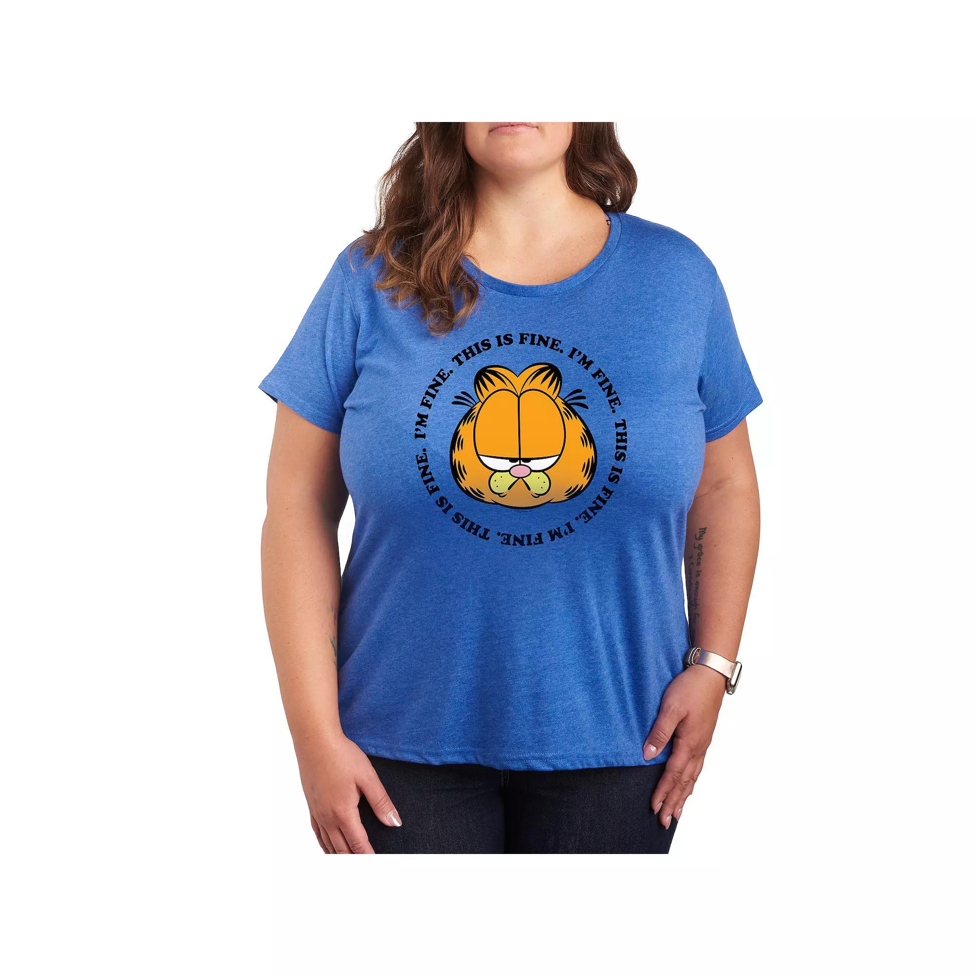 Plus Garfield I'm Fine This Is Fine Graphic Tee, Women's,  Product Image