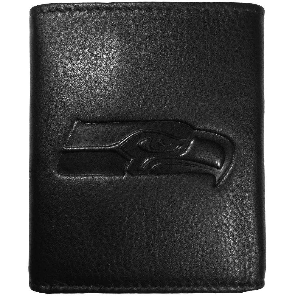 Men's Pittsburgh Steelers Embossed Leather Tri-Fold Wallet, Black Product Image