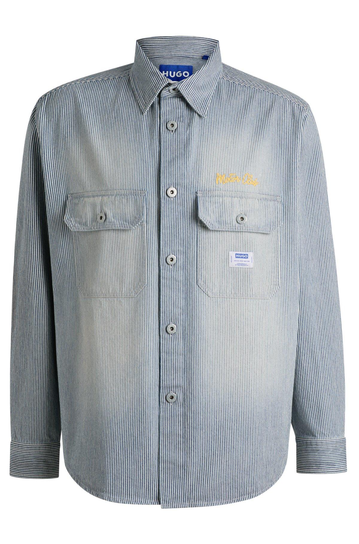 Oversize-fit shirt in striped washed denim Product Image