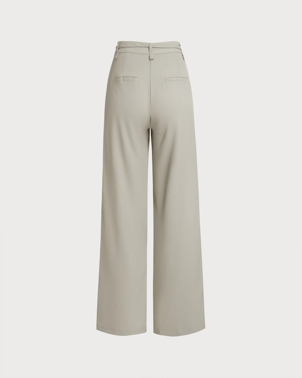 Grey Natural Waisted Straight Casual Pants Product Image