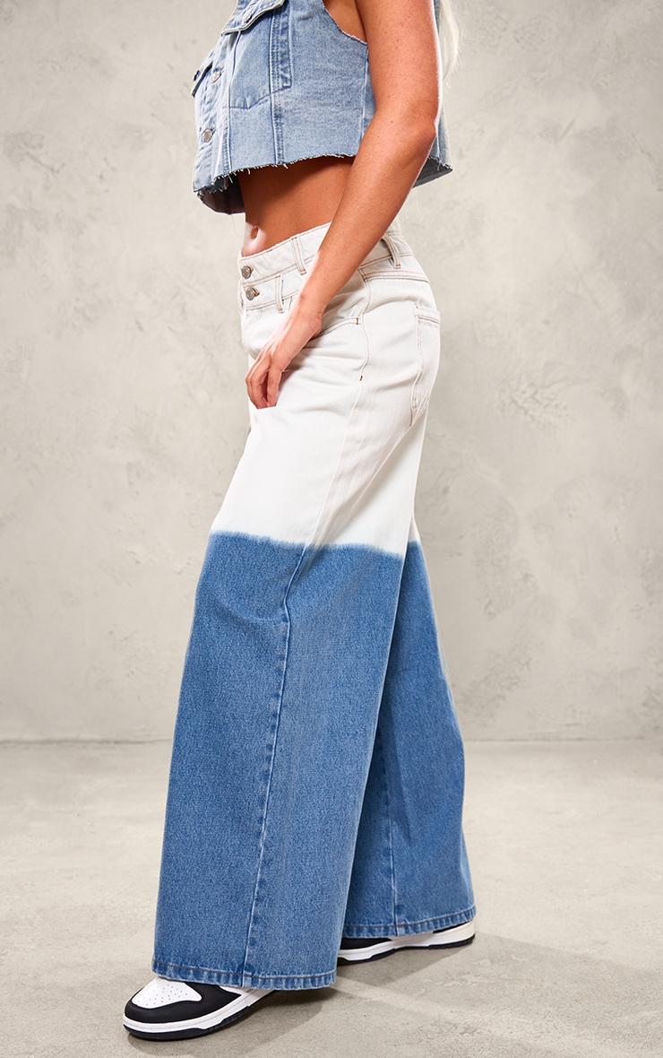 Blue Dip Dye Wide Leg Jeans Product Image