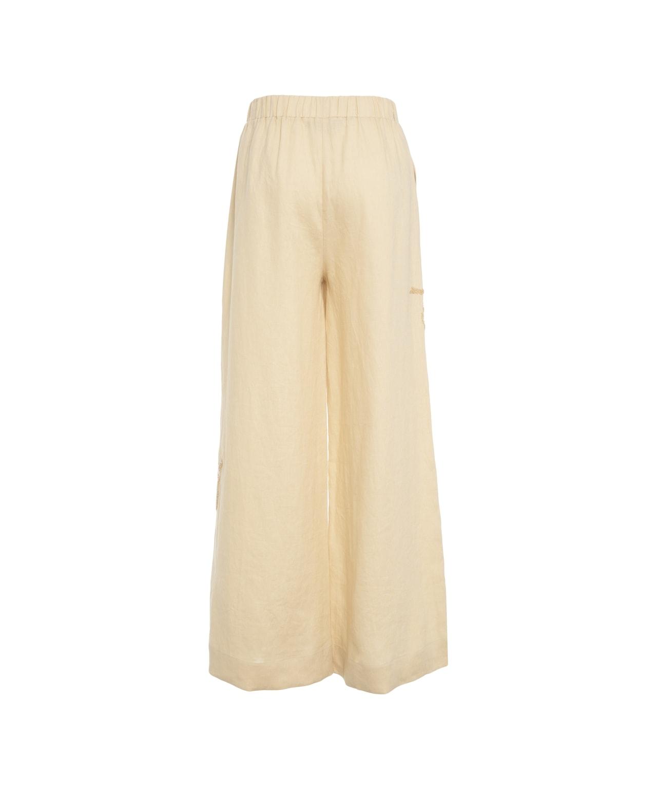 Linen pants with bead embroidery Product Image
