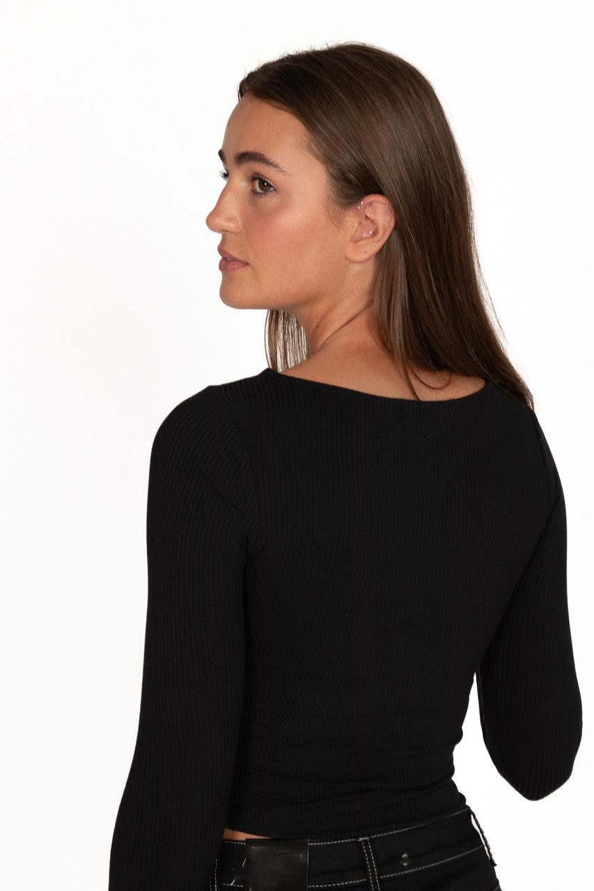 Lace Up Front Long Sleeve Top Product Image
