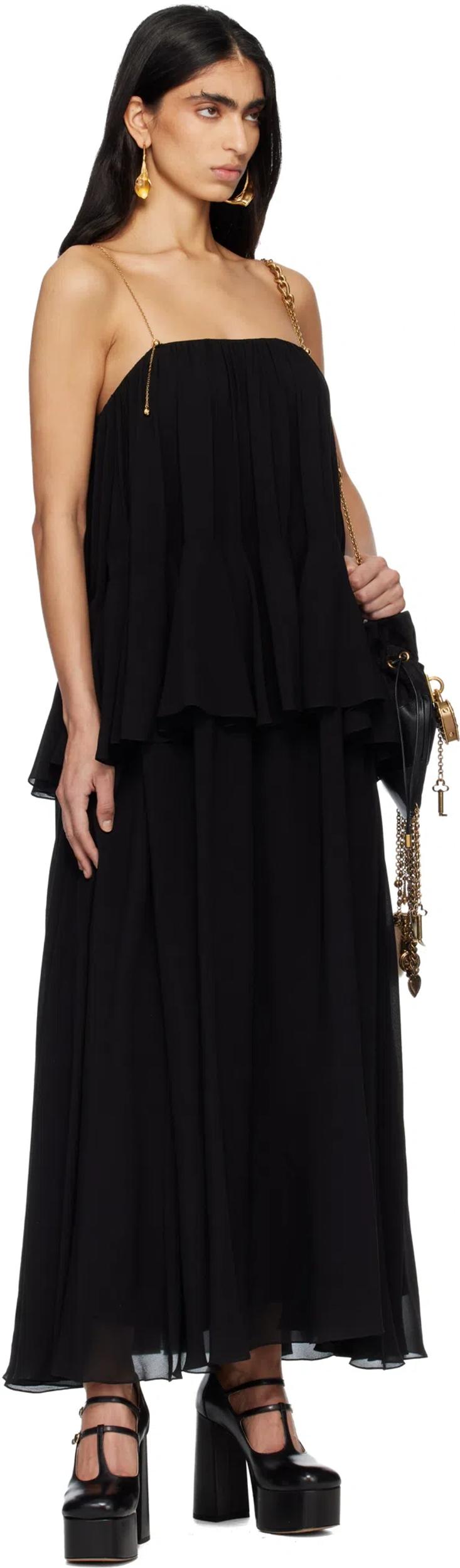 CHLOÉ Open-back Embellished Tiered Silk-georgette Maxi Dress In Black Product Image