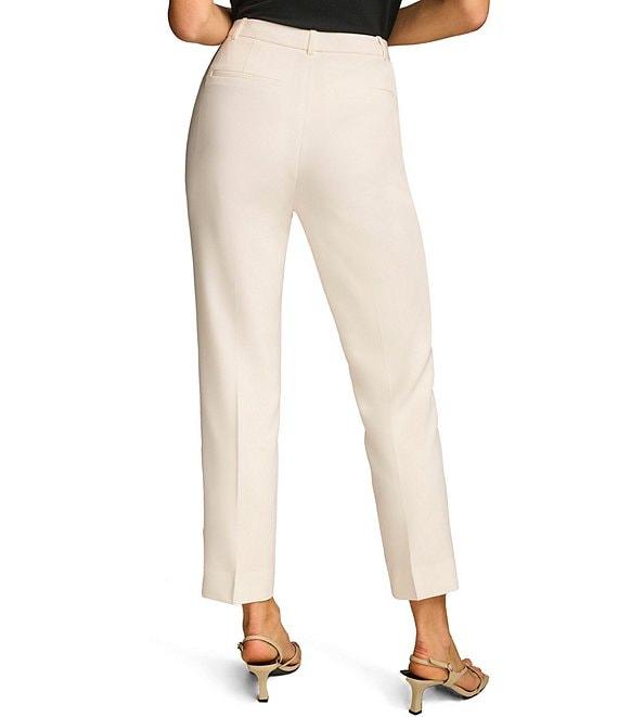 Donna Karan Ponte Pleated Slim Leg Faux Pocket Pants Product Image