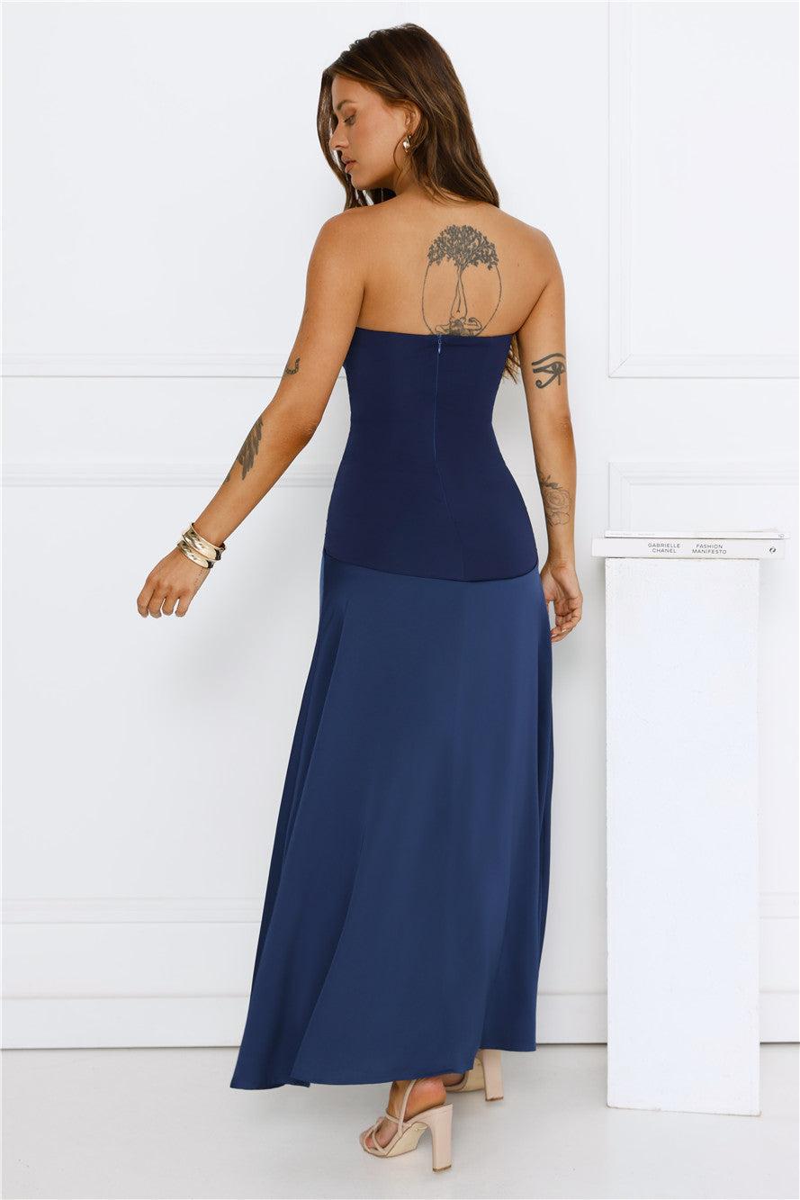 Daydream Darling Strapless Maxi Dress Navy Product Image