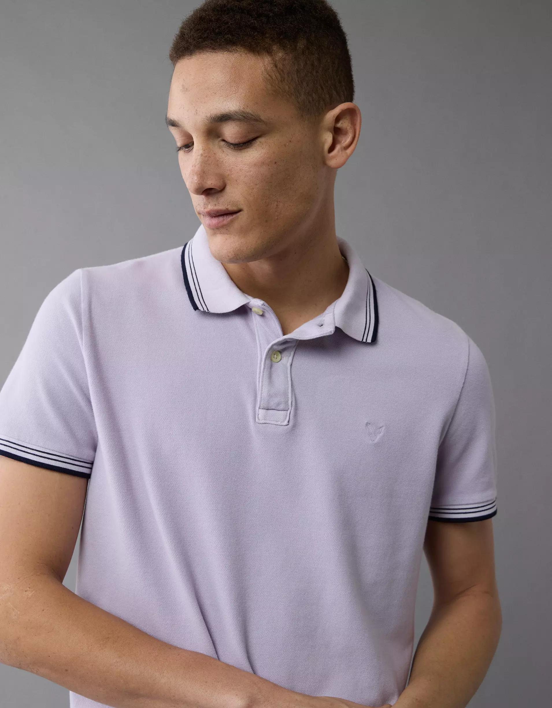AE Lived-In Stretch Pique Slim Fit Tipped Polo Shirt Product Image