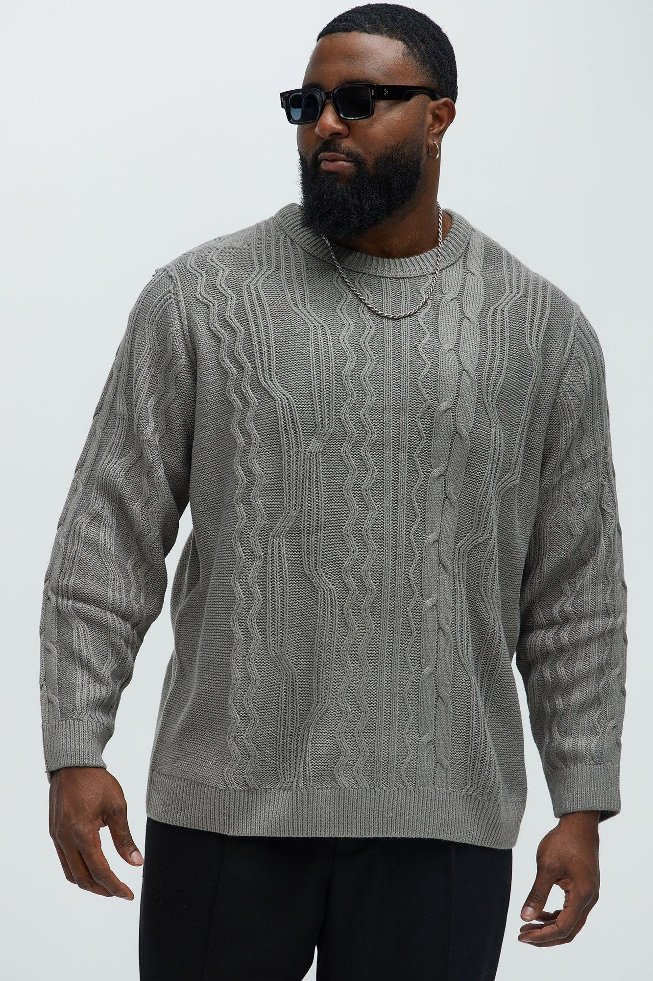 Drew Cable Knit Sweater - Heather Grey Product Image
