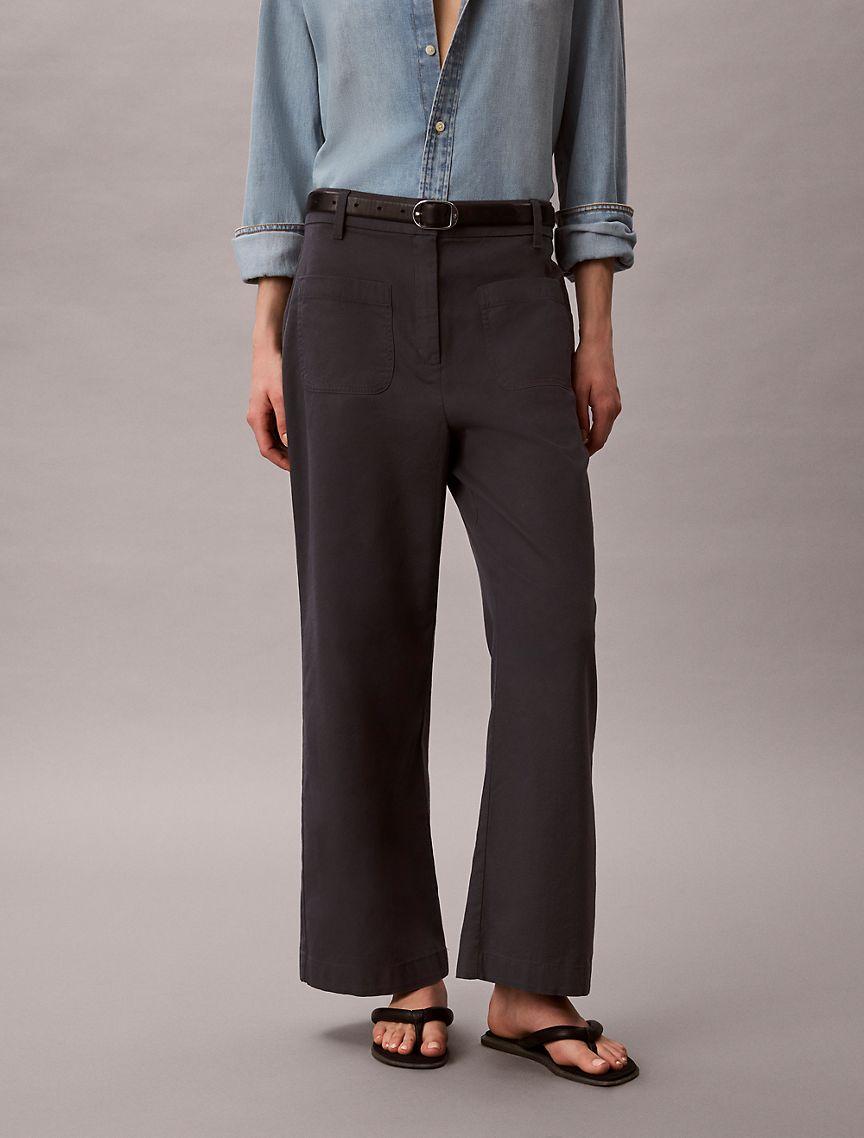 Twill Wide Leg Pants Product Image