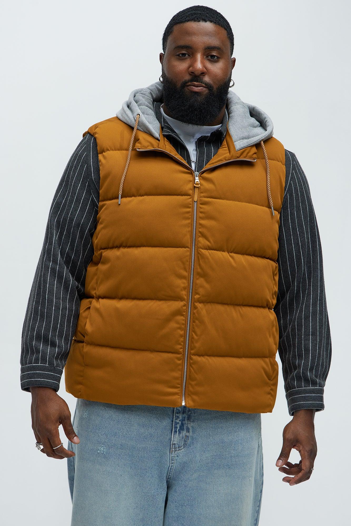 Heartbreak Puffer Vest With Hood - Mustard Male Product Image