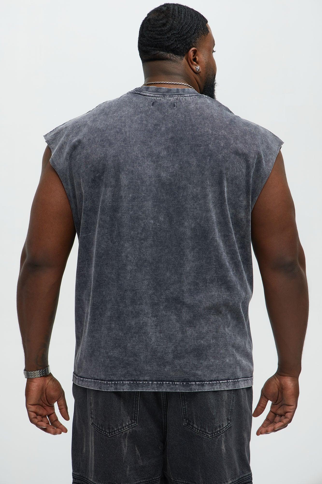 Relaxed Vintage Wash Heavyweight Muscle Tee - Black Wash Male Product Image