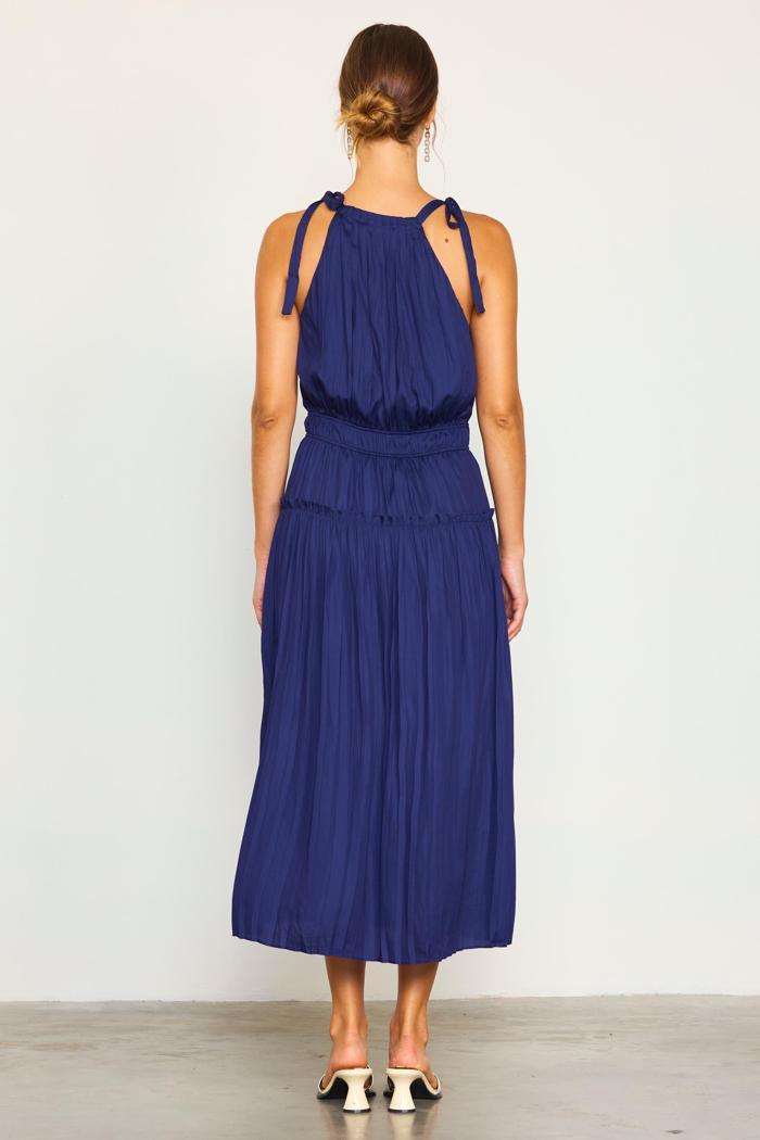 Pleated Halter Midi Dress Product Image