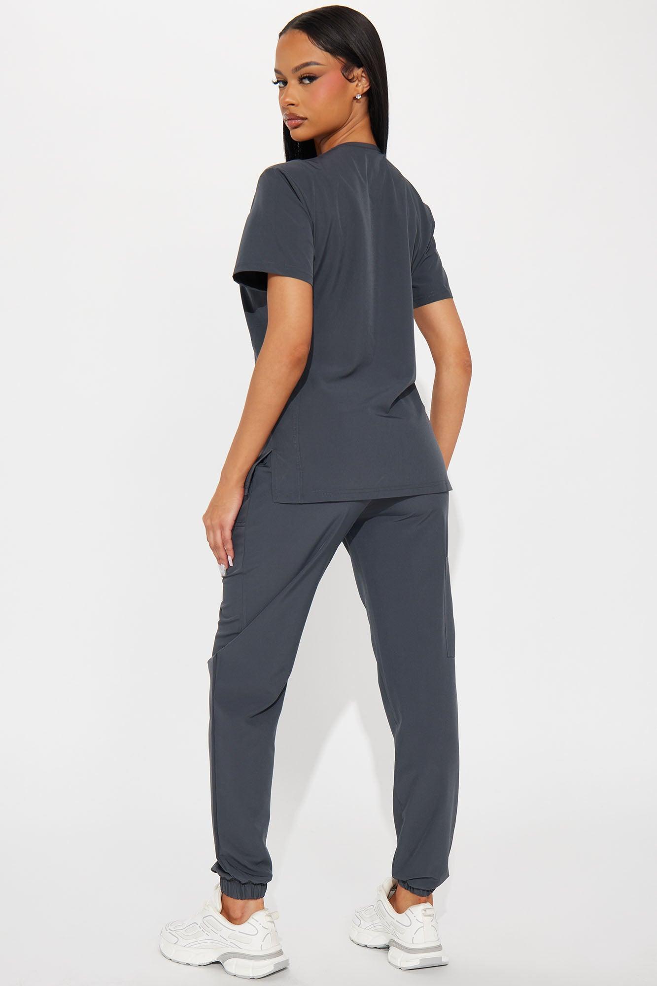 Care For You 4 Way Stretch Scrub Uniform Jogger Set - Charcoal Product Image