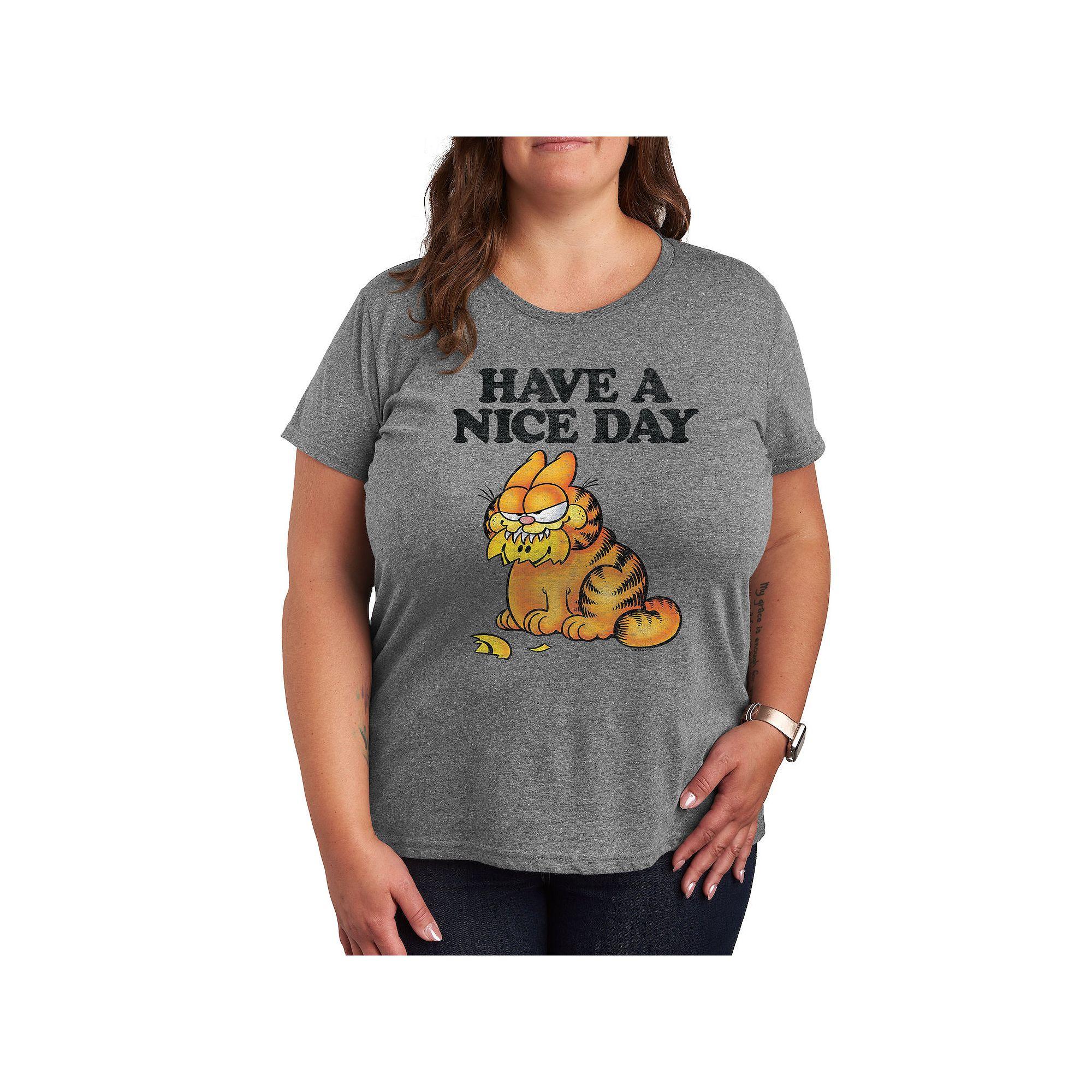 Plus Garfield Have A Nice Day Retro Graphic Tee, Women's,  Product Image