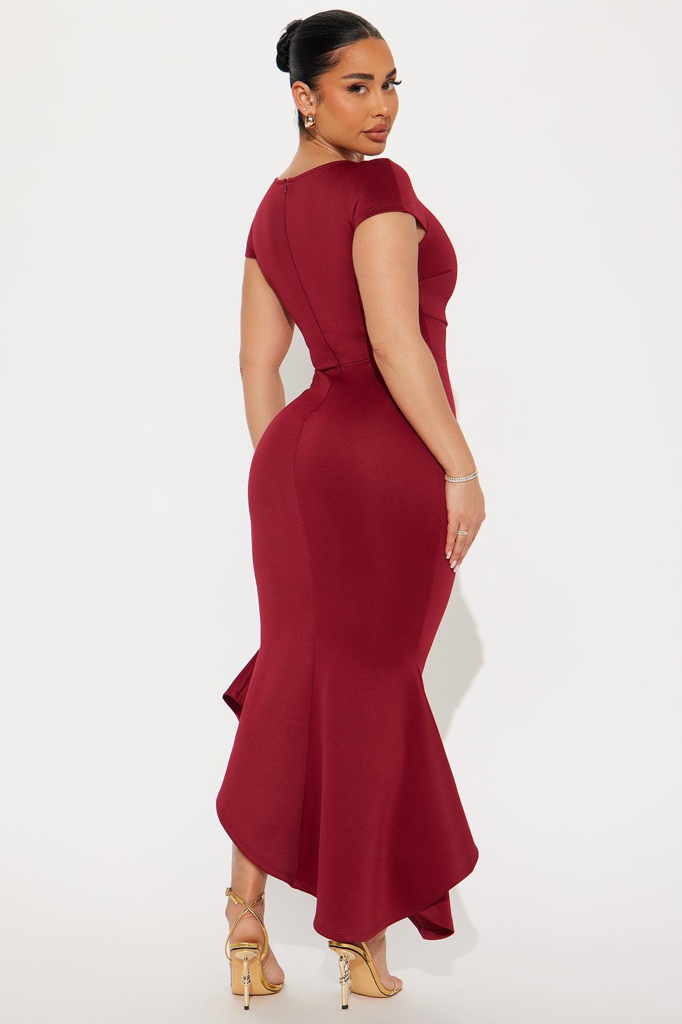 Adelaide Short Sleeve Midi Dress - Burgundy Product Image