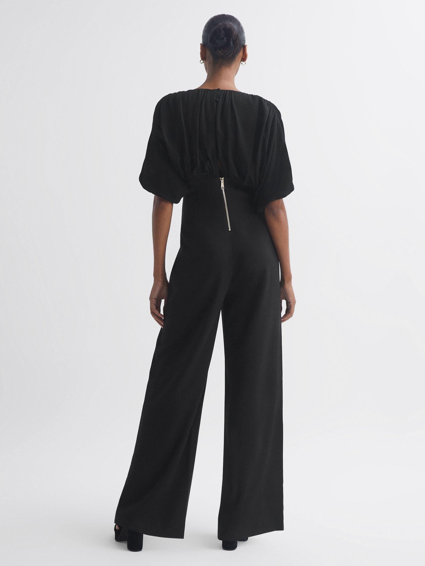 Florere Plunge Neck Wide Leg Jumpsuit in Black Product Image