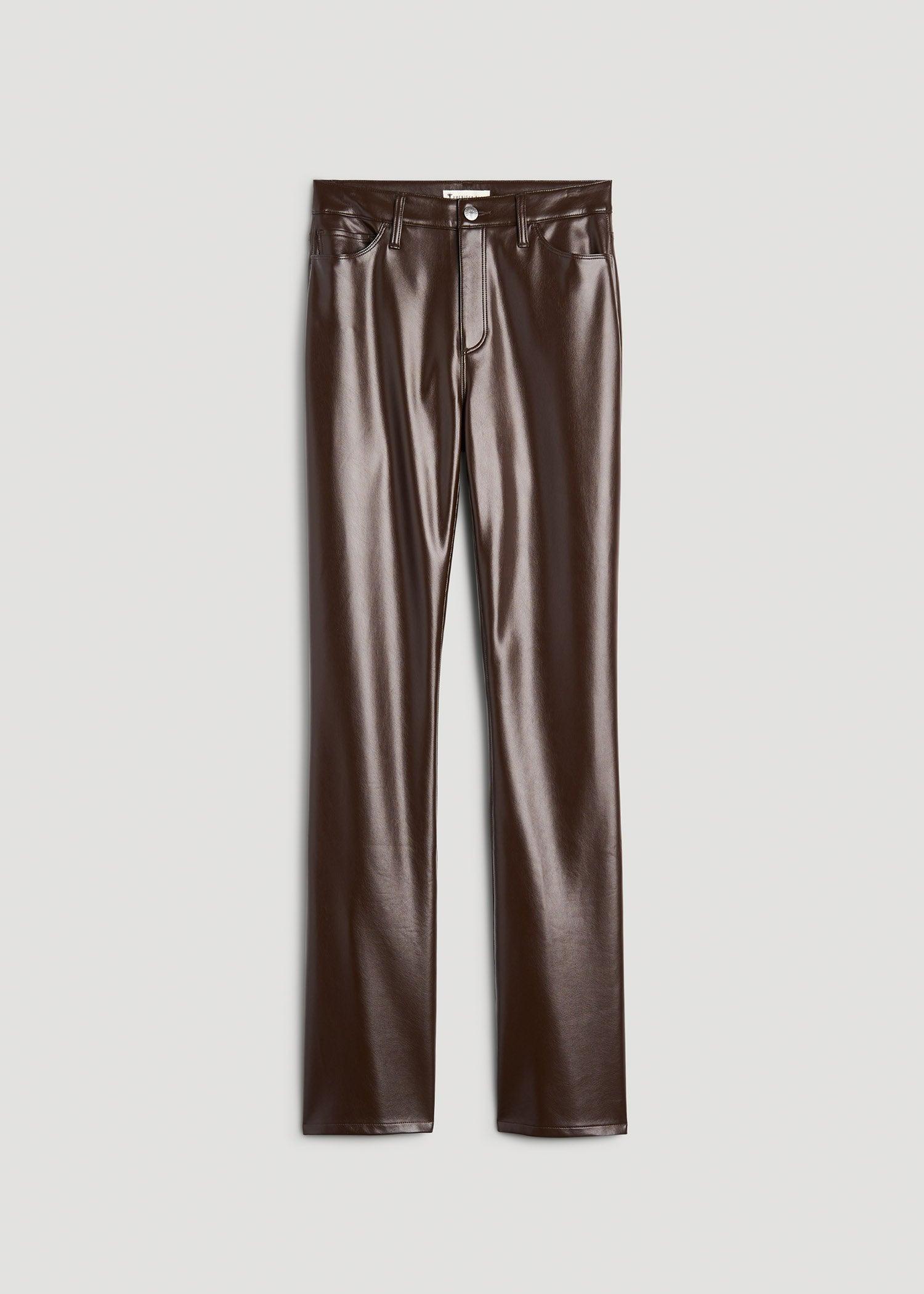True Touch Leather Straight Leg Pants for Tall Women in Espresso Female Product Image