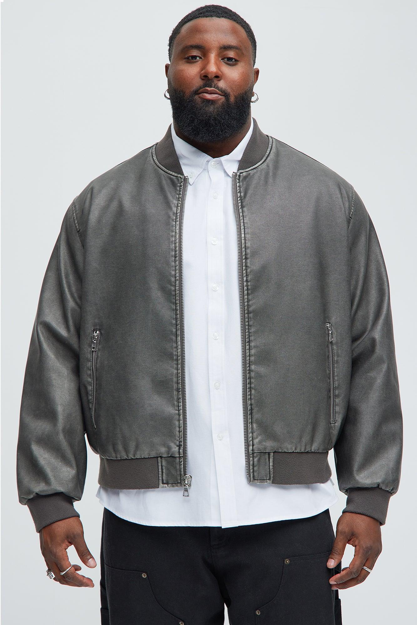 Glover Vintage Faux Leather Jacket - Black Wash Product Image