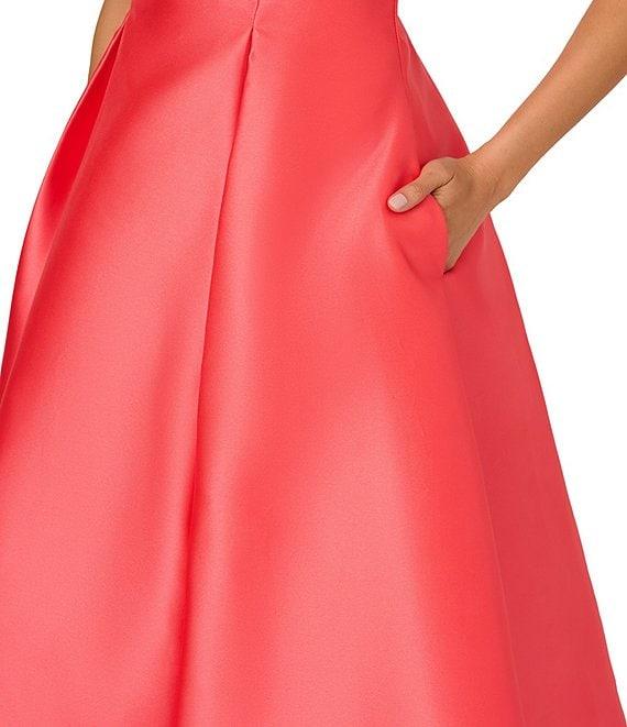 Adrianna Papell Boat Neck Sleeveless A-Line Taffeta Midi Dress Product Image