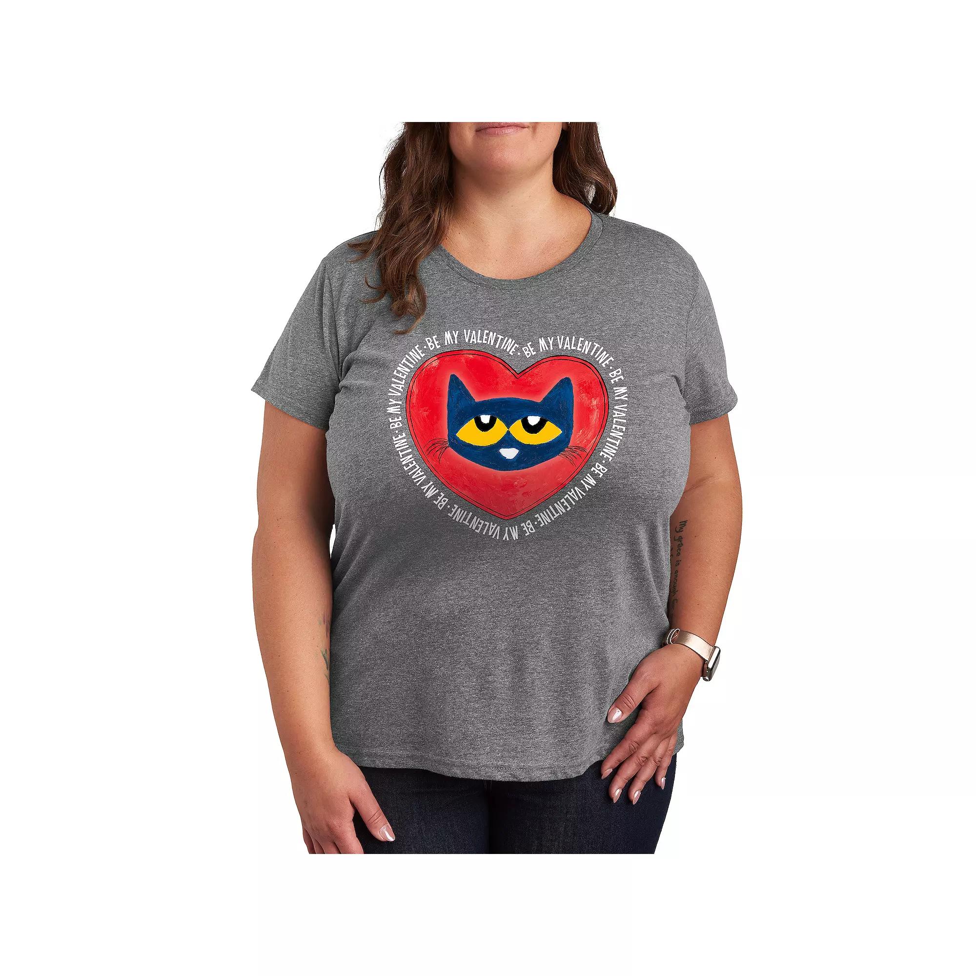 Plus Pete the Cat Be My Valentine Pete Face Graphic Tee, Women's,  Product Image