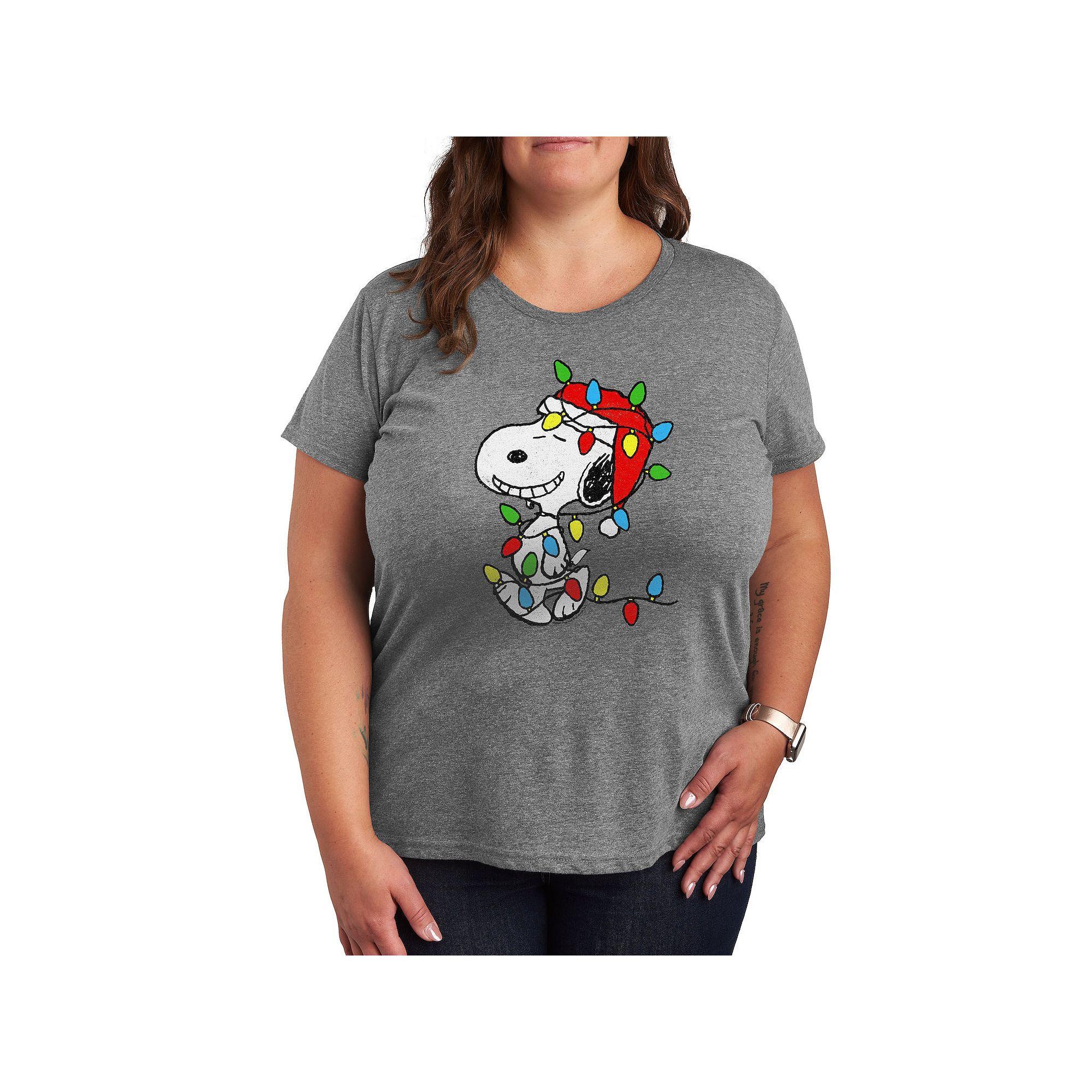 Plus Peanuts Snoopy Christmas Lights Graphic Tee, Women's,  Product Image