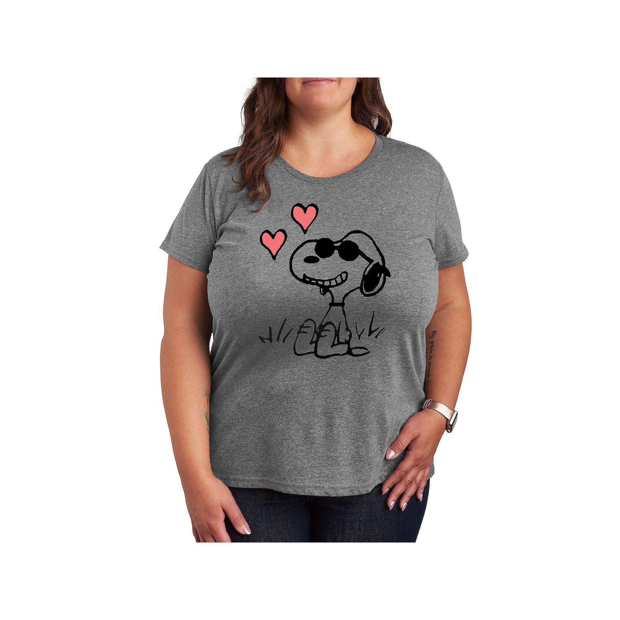 Plus Peanuts Snoopy Joe Cool Sitting Hearts Graphic Tee, Women's,  Product Image