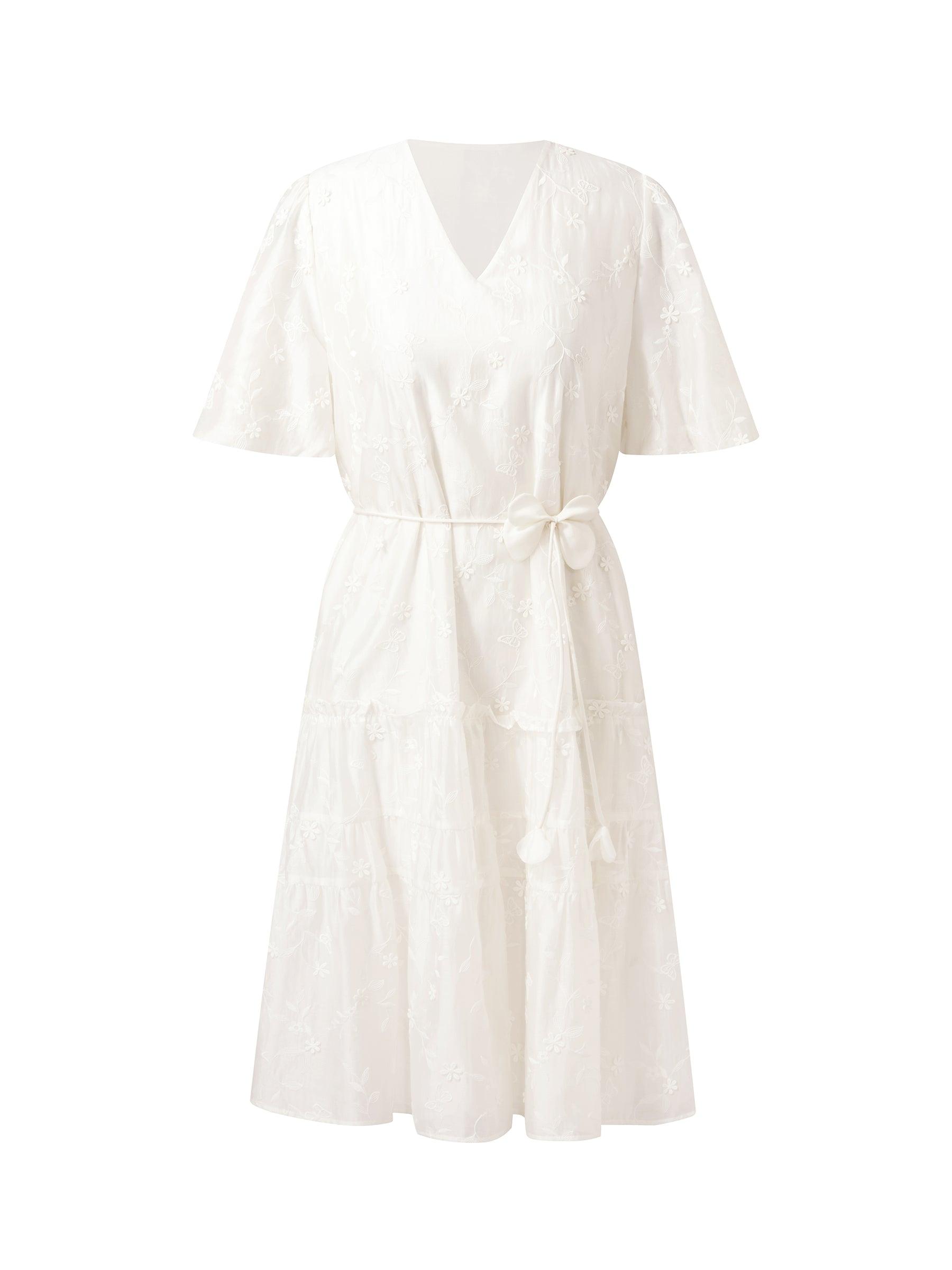 Tencel Blend Embroidered Women Midi Dress Product Image