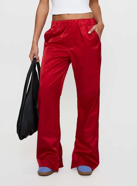 Travalta Satin Track Pant Red Product Image
