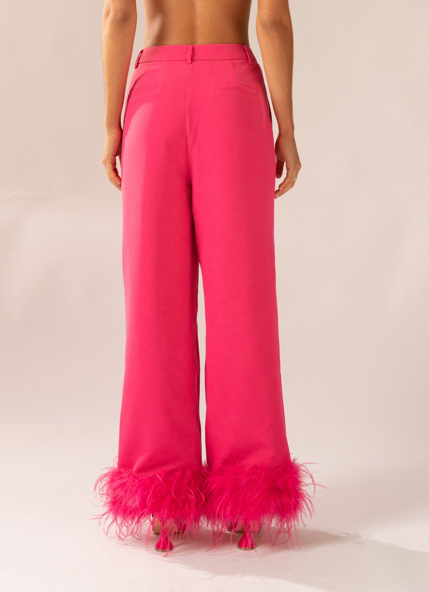 Shake It Off Feather Pants - Magenta Product Image