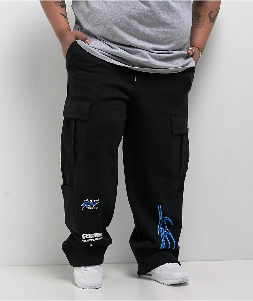 Ninth Hall Fast Lane Black Baggy Cargo Sweatpants Product Image