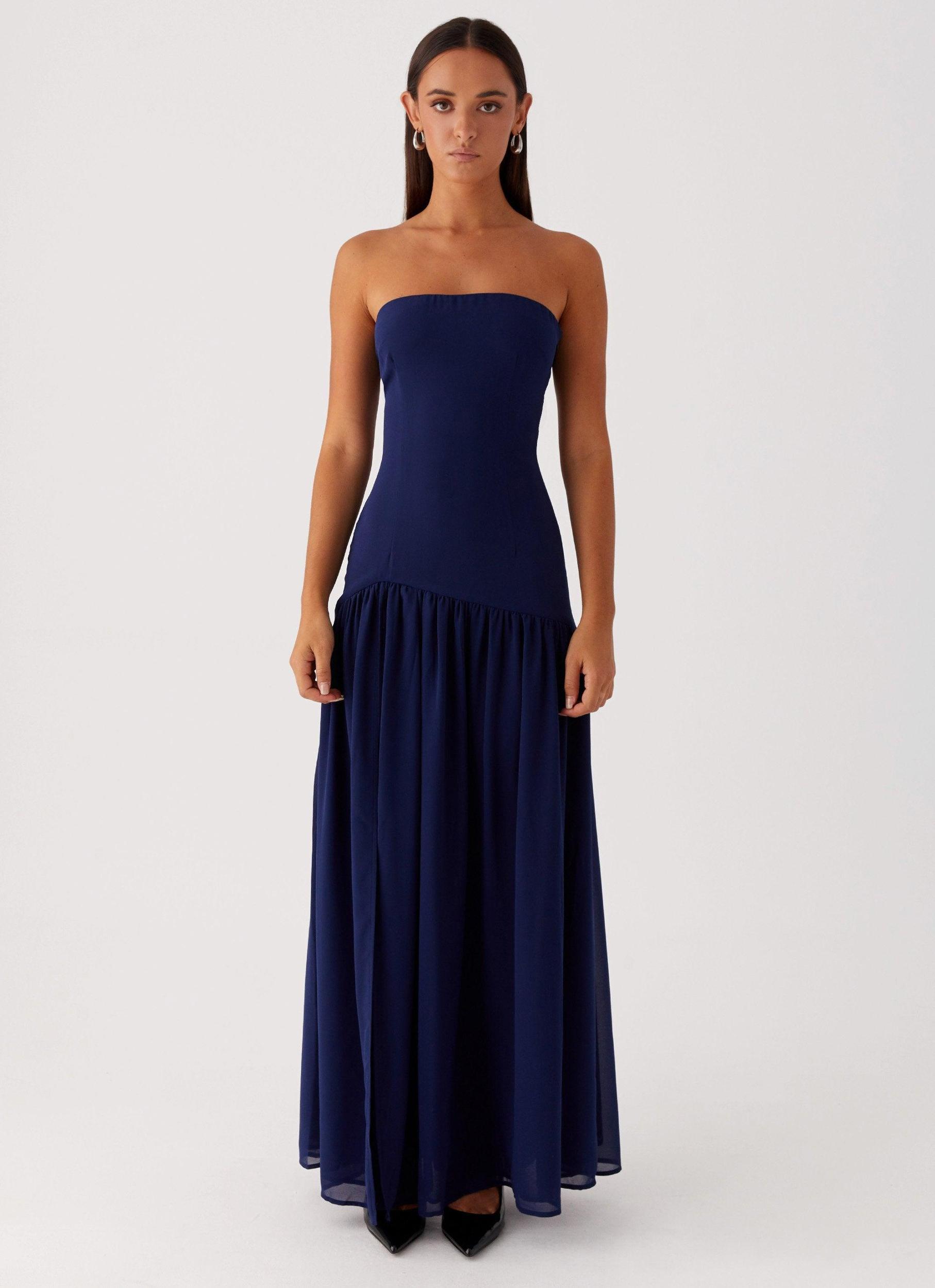 Eden Strapless Maxi Dress - Navy Product Image
