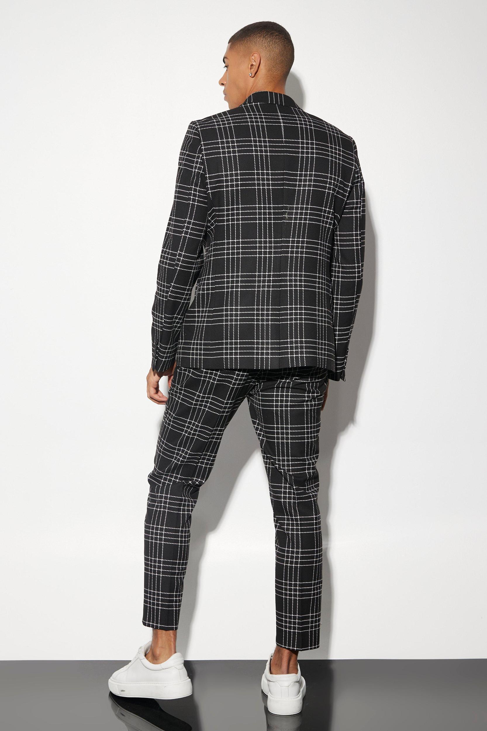 Slim Plaid Suit Jacket | boohooMAN USA Product Image