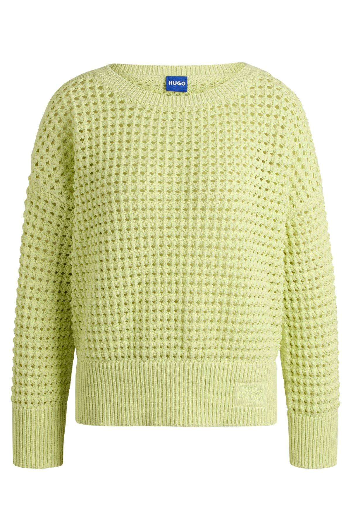 Cotton sweater with mesh knit Product Image
