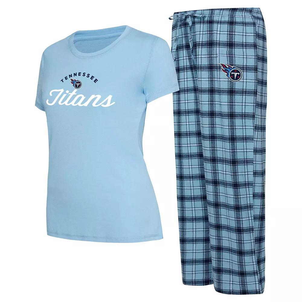Women's Concepts Sport Light Blue/Navy Tennessee Titans Arctic T-Shirt & Flannel Pants Sleep Set,  Product Image