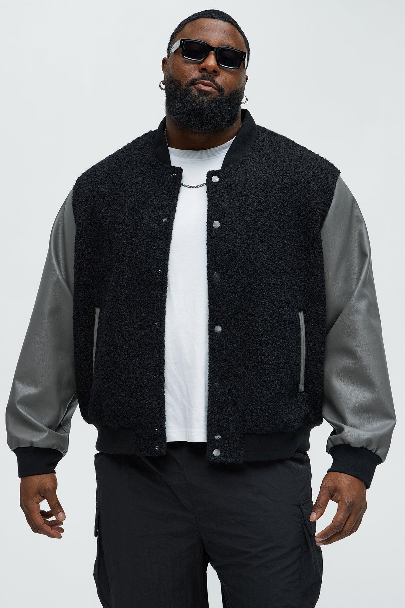 Faux Leather And Shearling Bomber Jacket - Black/combo Product Image