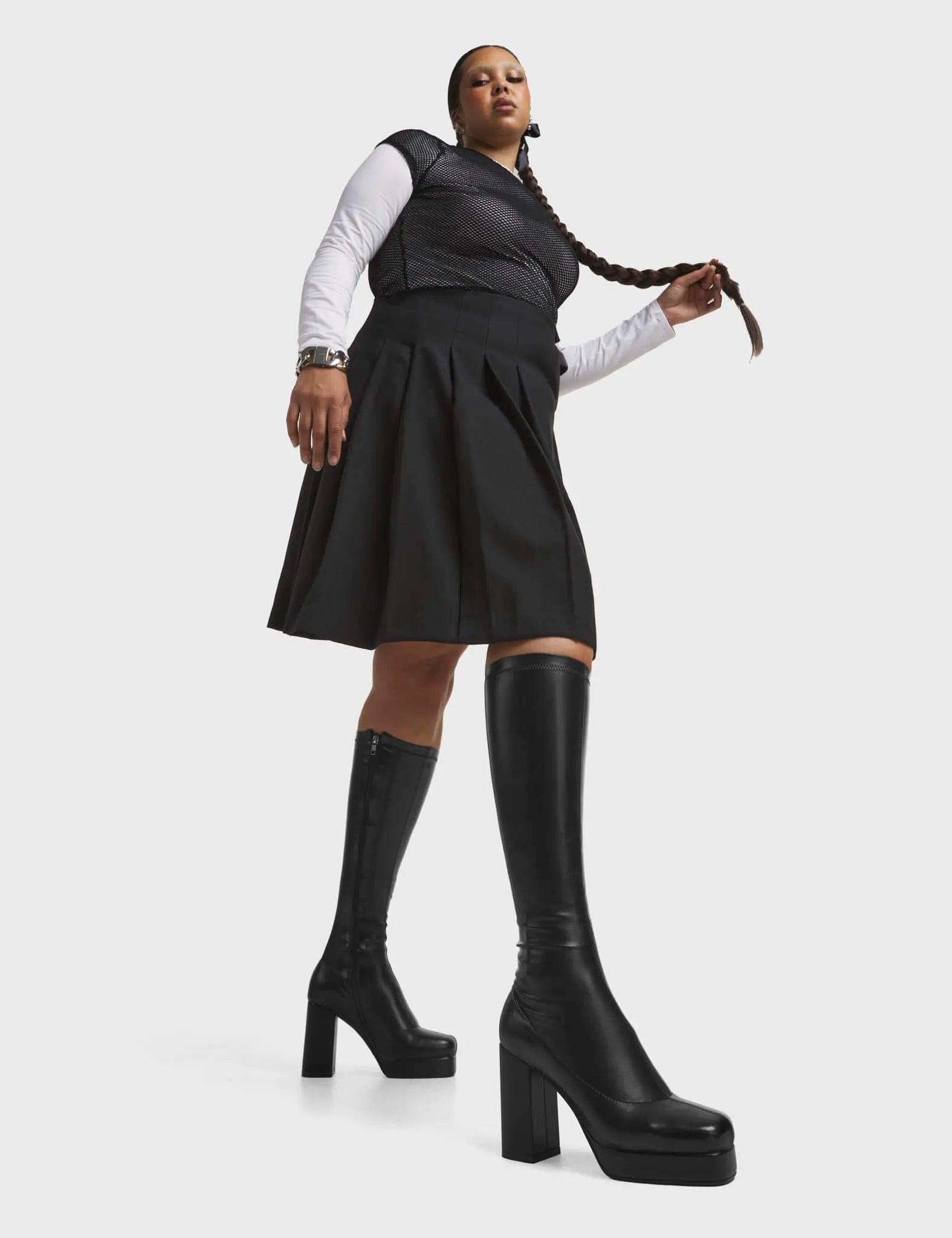 Humble Super Stretchy Chunky Platform Knee High Boots Product Image