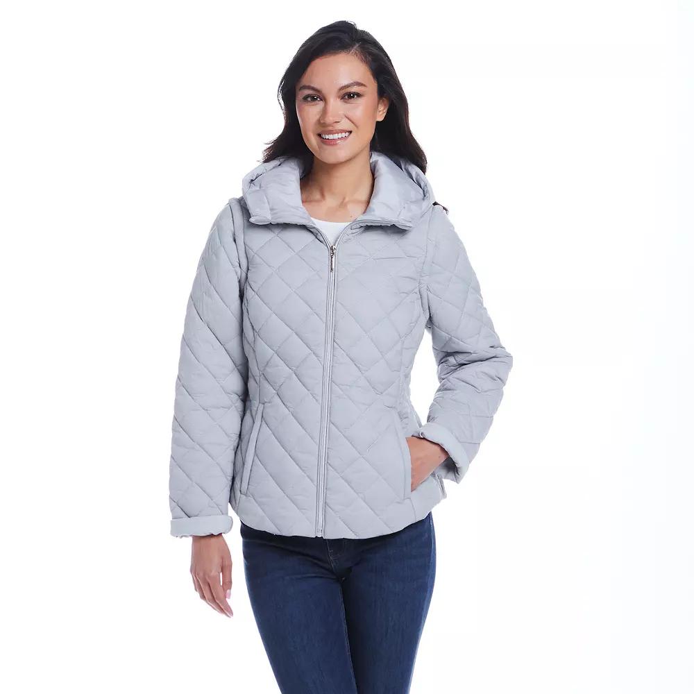 Women's Weathercast 2-in-1 Quilted Hooded Jacket with Zip Off Sleeves,  Product Image