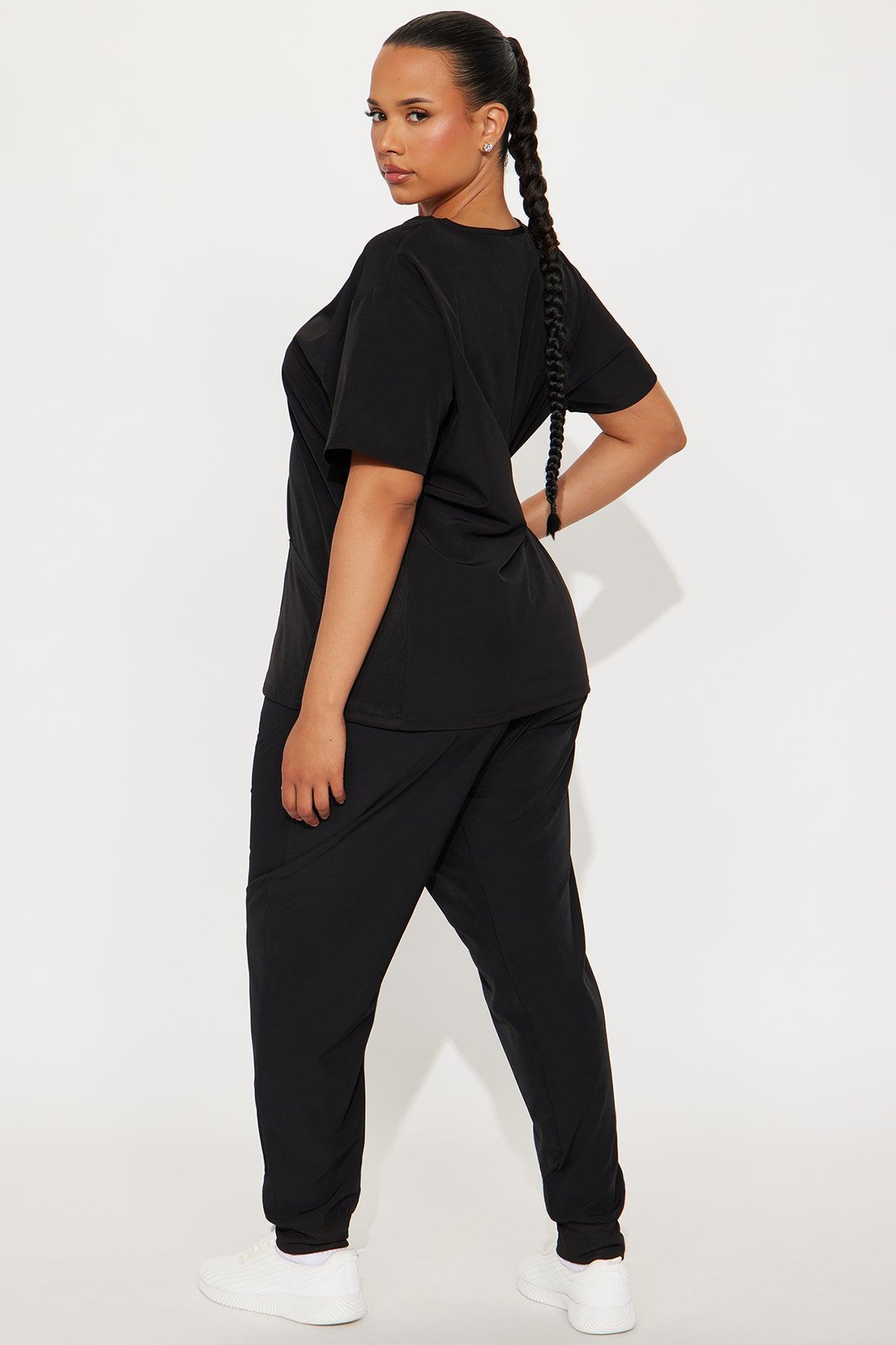 Overtime 4 Way Stretch Scrub Jogger Set - Black Female Product Image