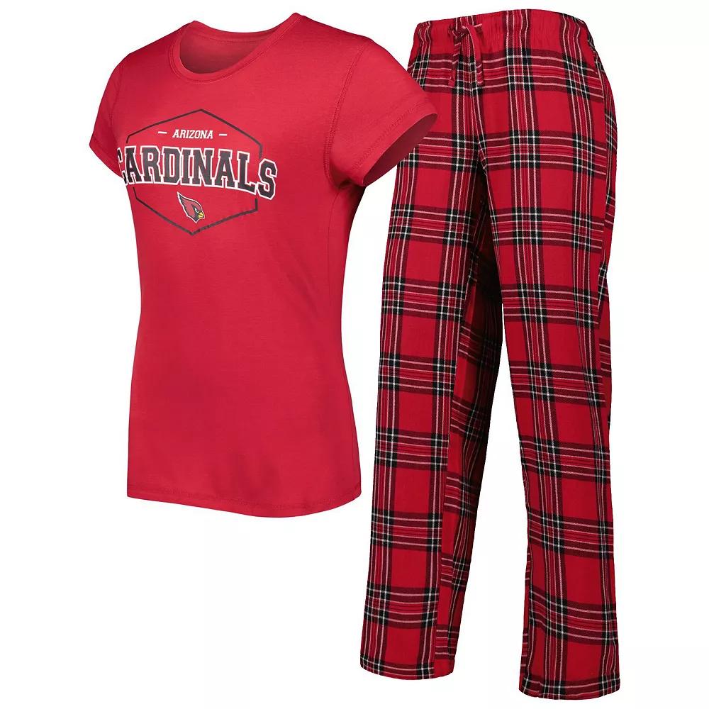 Women's Concepts Sport Cardinal/Black Arizona Cardinals Badge T-Shirt & Pants Sleep Set, Size: 2XL, Red Product Image
