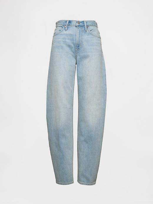 High Rise Cuffed Barrel Jeans Product Image