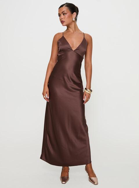 Angels Only Maxi Dress Chocolate Product Image