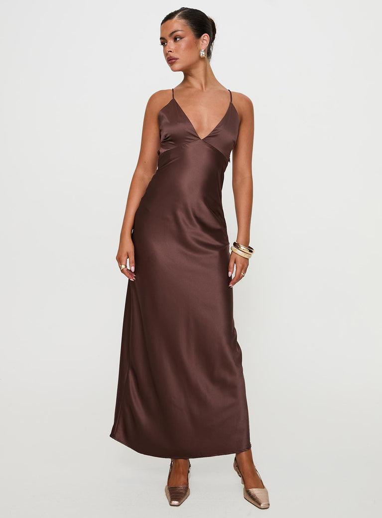 Angels Only Maxi Dress Chocolate Product Image
