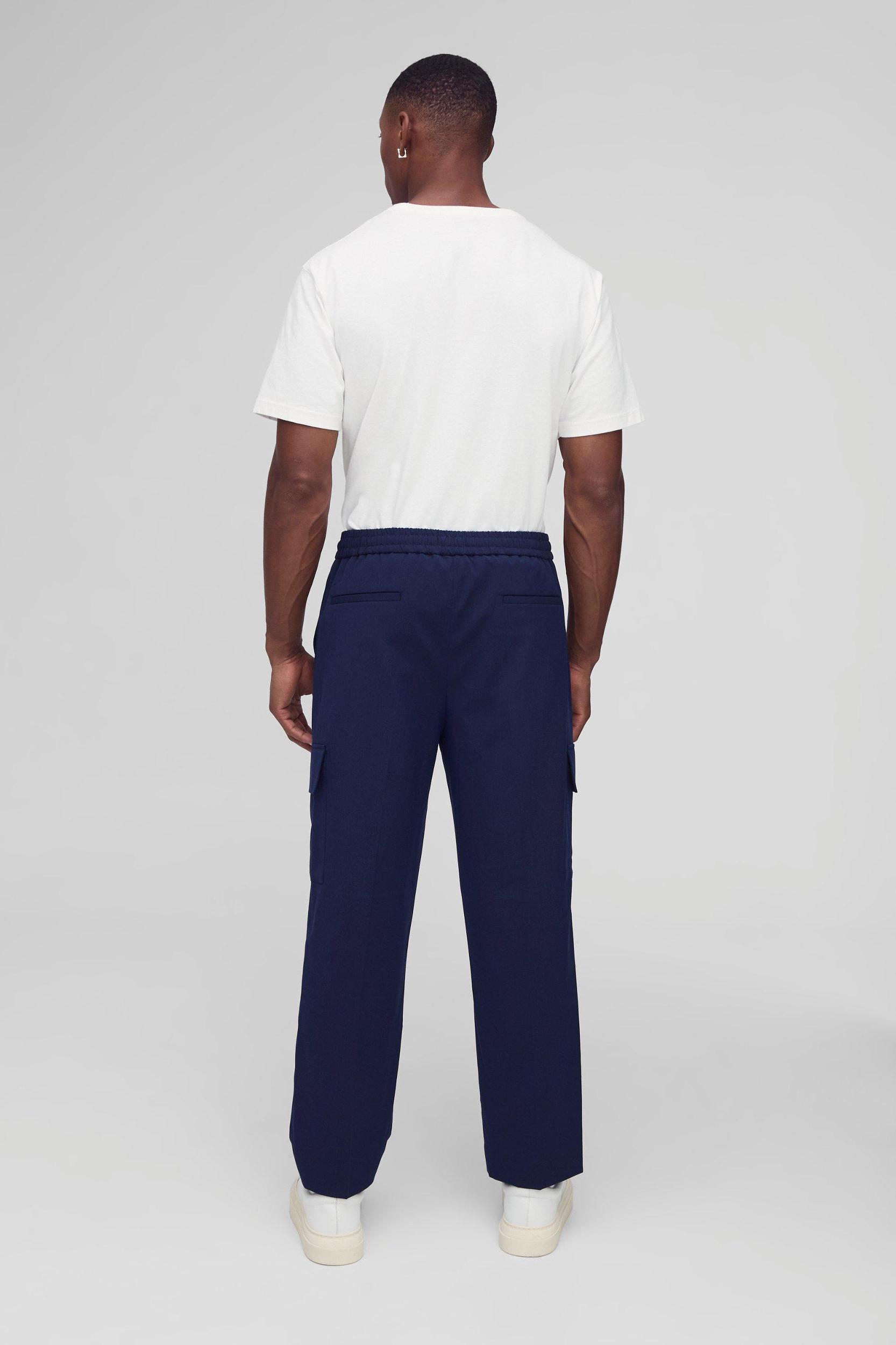 Elastic Waist Straight Cropped Tailored Cargo Pants | boohooMAN USA Product Image