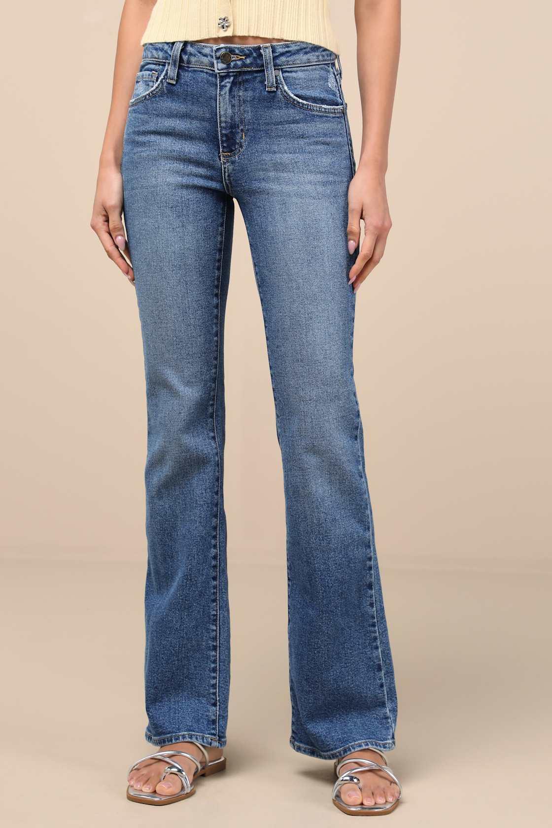 Jannah Medium Wash Denim Low-Rise Bootcut Jeans Product Image