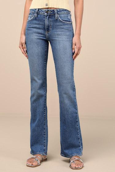 Jannah Medium Wash Denim Low-Rise Bootcut Jeans Product Image